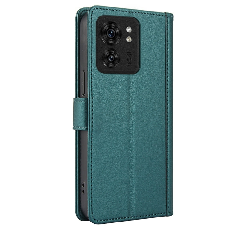 For Motorola Edge 40 Skin Feel Pure Color Card Slots Leather Phone Case with Dual Lanyard