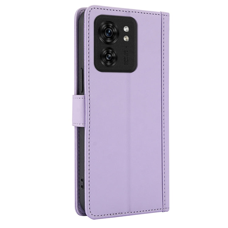 For Motorola Edge 40 Skin Feel Pure Color Card Slots Leather Phone Case with Dual Lanyard