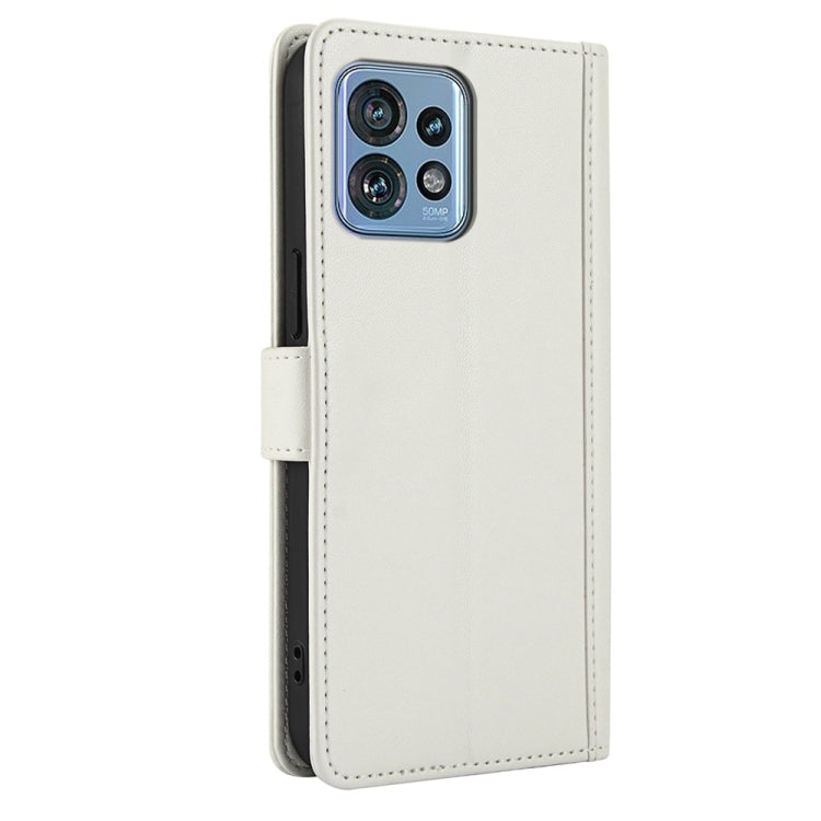 For Motorola Edge 40 Pro Skin Feel Pure Color Card Slots Leather Phone Case with Dual Lanyard