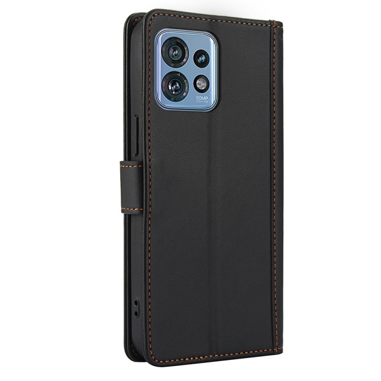 For Motorola Edge 40 Pro Skin Feel Pure Color Card Slots Leather Phone Case with Dual Lanyard