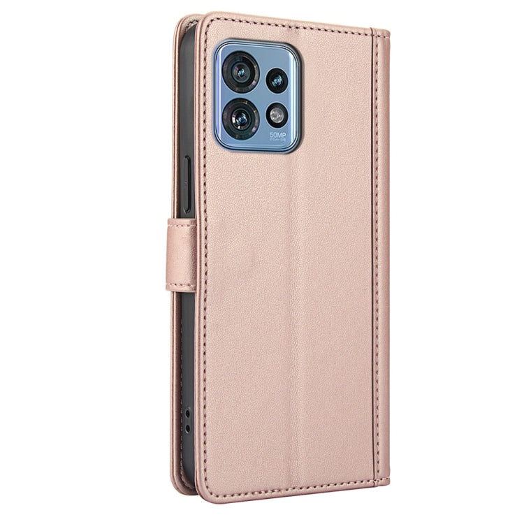 For Motorola Edge 40 Pro Skin Feel Pure Color Card Slots Leather Phone Case with Dual Lanyard