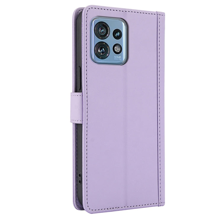 For Motorola Edge 40 Pro Skin Feel Pure Color Card Slots Leather Phone Case with Dual Lanyard