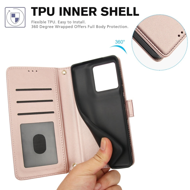 For Motorola Edge 50 Pro Skin Feel Pure Color Card Slots Leather Phone Case with Dual Lanyard