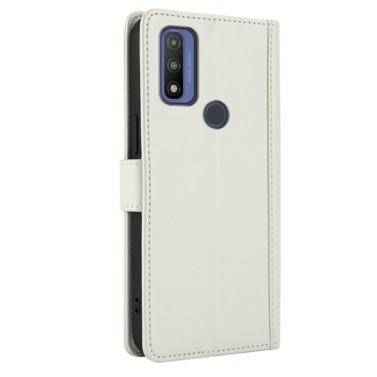 For Motorola G Pure Skin Feel Pure Color Card Slots Leather Phone Case with Dual Lanyard