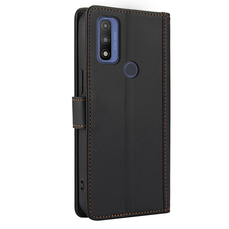 For Motorola G Pure Skin Feel Pure Color Card Slots Leather Phone Case with Dual Lanyard