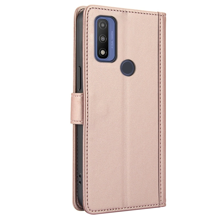 For Motorola G Pure Skin Feel Pure Color Card Slots Leather Phone Case with Dual Lanyard