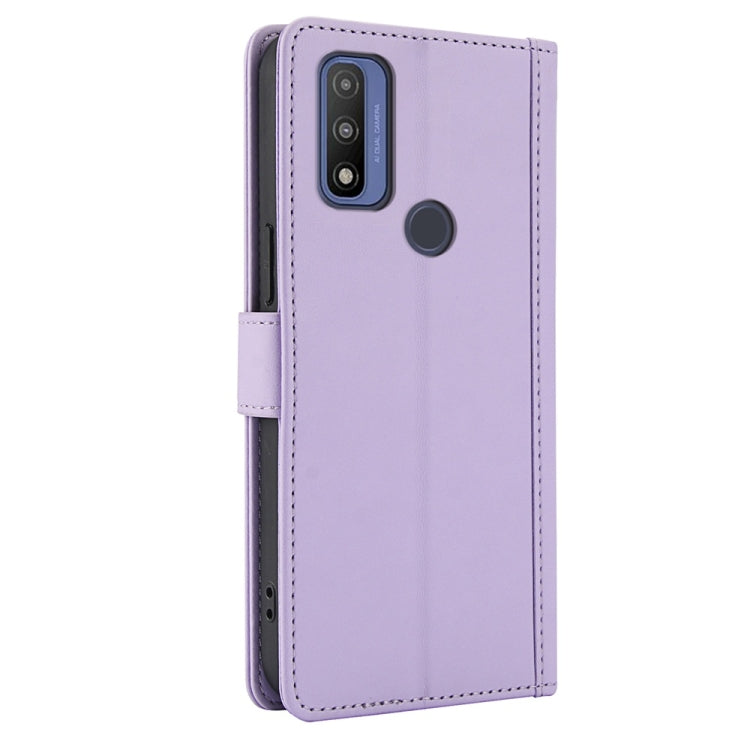 For Motorola G Pure Skin Feel Pure Color Card Slots Leather Phone Case with Dual Lanyard