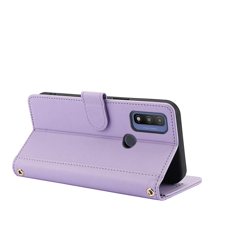 For Motorola G Pure Skin Feel Pure Color Card Slots Leather Phone Case with Dual Lanyard