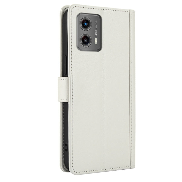 For Motorola Moto G 2023 Skin Feel Pure Color Card Slots Leather Phone Case with Dual Lanyard