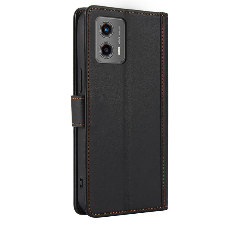 For Motorola Moto G 2023 Skin Feel Pure Color Card Slots Leather Phone Case with Dual Lanyard