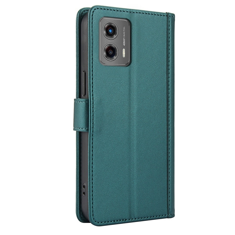 For Motorola Moto G 2023 Skin Feel Pure Color Card Slots Leather Phone Case with Dual Lanyard