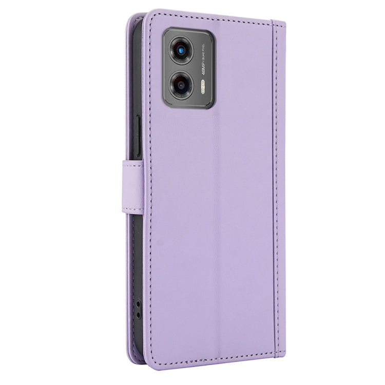 For Motorola Moto G 2023 Skin Feel Pure Color Card Slots Leather Phone Case with Dual Lanyard