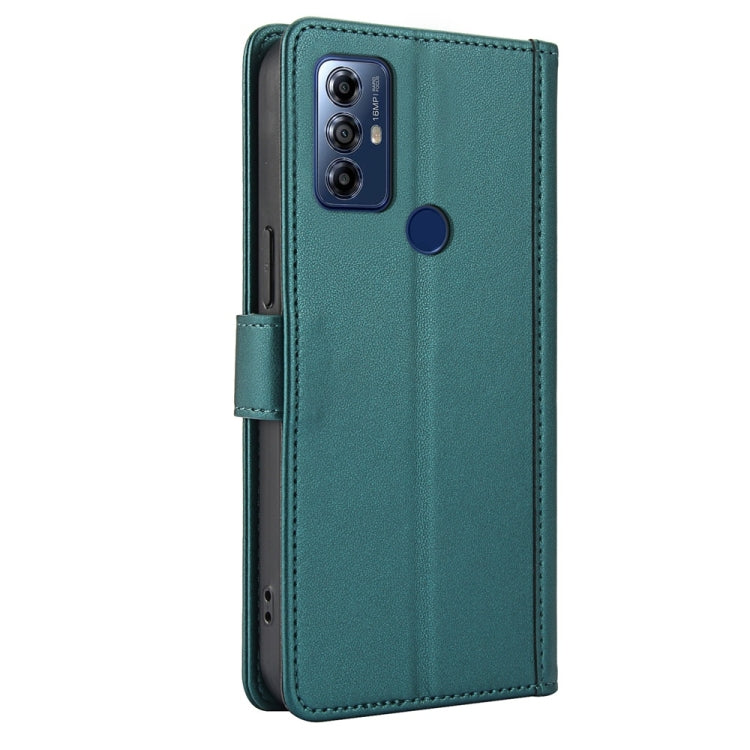 For Motorola Moto G Play 2023 Skin Feel Pure Color Card Slots Leather Phone Case with Dual Lanyard