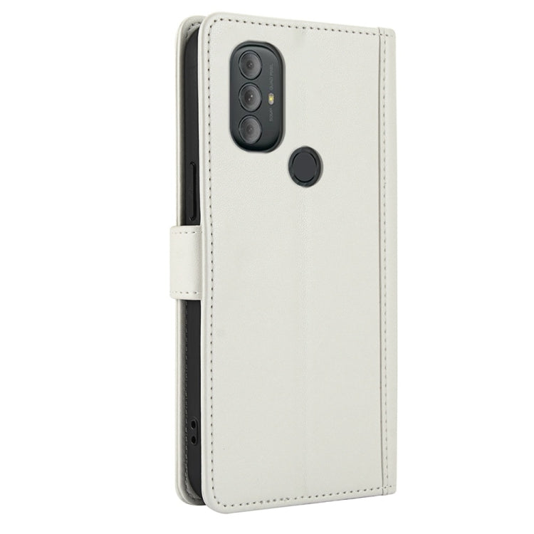 For Motorola Moto G Power 2022 Skin Feel Pure Color Card Slots Leather Phone Case with Dual Lanyard