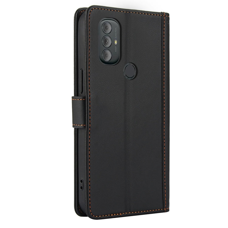 For Motorola Moto G Power 2022 Skin Feel Pure Color Card Slots Leather Phone Case with Dual Lanyard