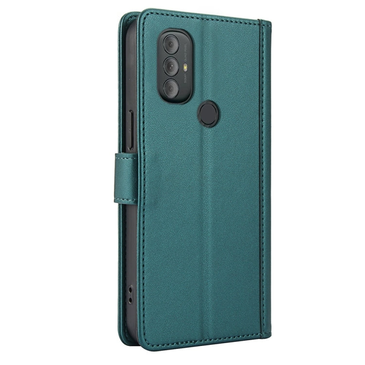 For Motorola Moto G Power 2022 Skin Feel Pure Color Card Slots Leather Phone Case with Dual Lanyard