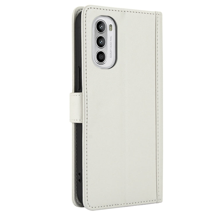 For Motorola Moto G Stylus 5G 2022 Skin Feel Pure Color Card Slots Leather Phone Case with Dual Lanyard
