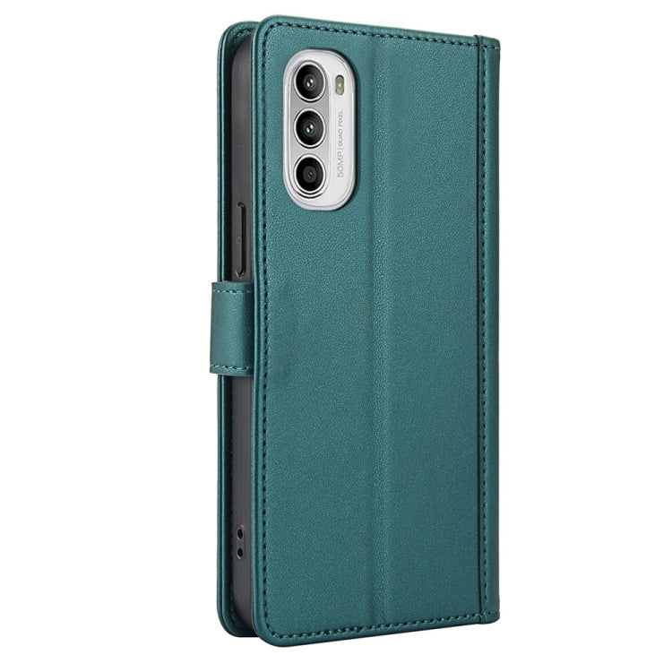 For Motorola Moto G Stylus 5G 2022 Skin Feel Pure Color Card Slots Leather Phone Case with Dual Lanyard