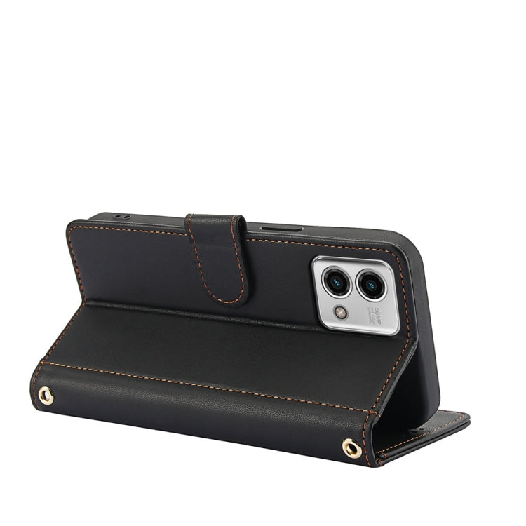 For Motorola Moto G Stylus 5G 2023 Skin Feel Pure Color Card Slots Leather Phone Case with Dual Lanyard