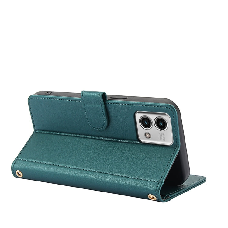 For Motorola Moto G Stylus 5G 2023 Skin Feel Pure Color Card Slots Leather Phone Case with Dual Lanyard