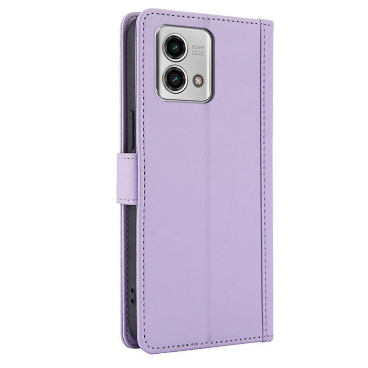 For Motorola Moto G Stylus 5G 2023 Skin Feel Pure Color Card Slots Leather Phone Case with Dual Lanyard