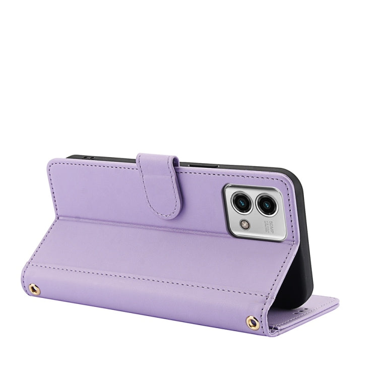 For Motorola Moto G Stylus 5G 2023 Skin Feel Pure Color Card Slots Leather Phone Case with Dual Lanyard