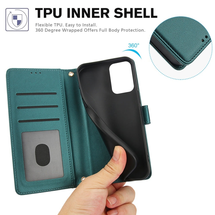 For Motorola Moto G Stylus 5G 2024 Skin Feel Pure Color Card Slots Leather Phone Case with Dual Lanyard