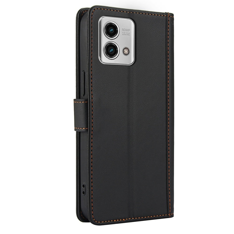 For Motorola Moto G Stylus 2023 Skin Feel Pure Color Card Slots Leather Phone Case with Dual Lanyard