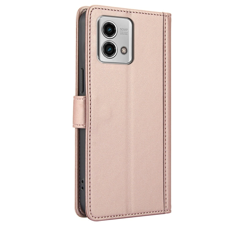 For Motorola Moto G Stylus 2023 Skin Feel Pure Color Card Slots Leather Phone Case with Dual Lanyard