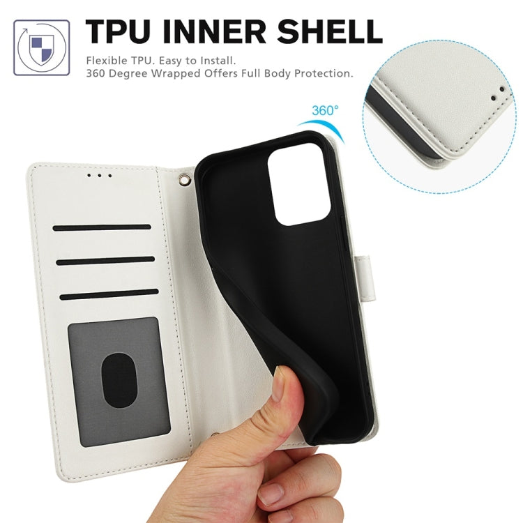 For Motorola Moto G24 / Moto G04 Skin Feel Pure Color Card Slots Leather Phone Case with Dual Lanyard