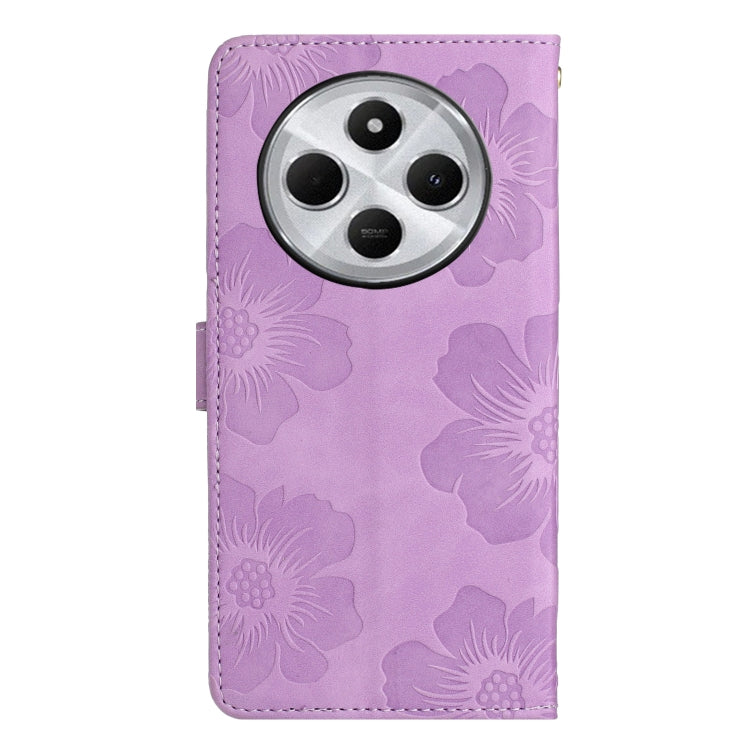 For Redmi 14C 4G Flower Embossing Pattern Leather Phone Case
