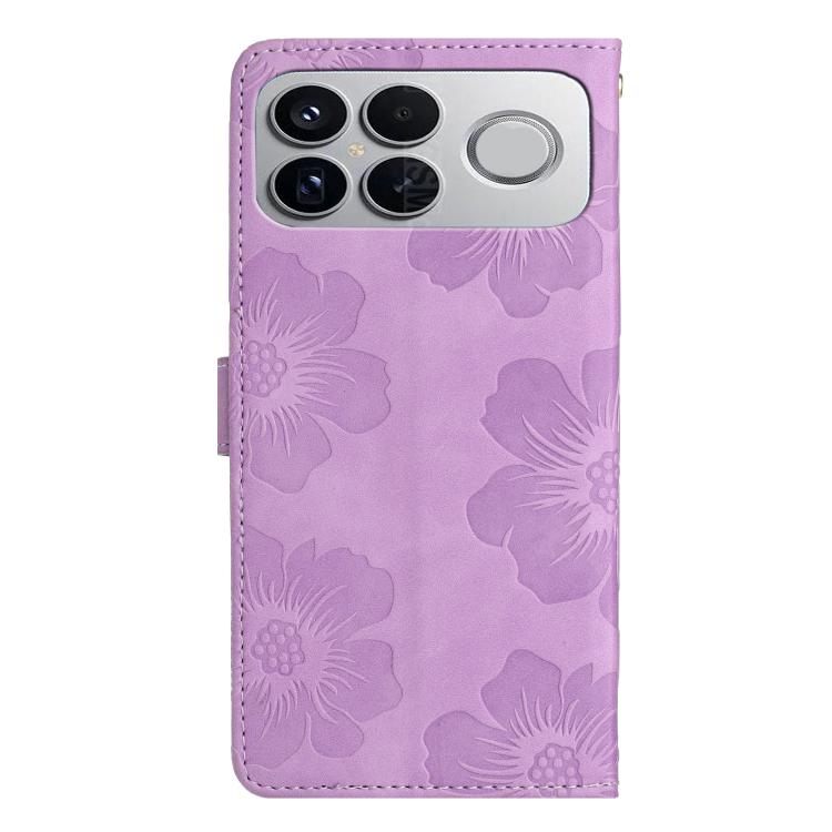 For Redmi K90/Poco F8 Pro Flower Embossing Pattern Leather Phone Case