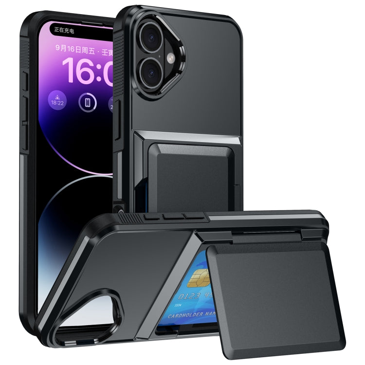 For iPhone 16 Plus Card Slot Holder Phone Case