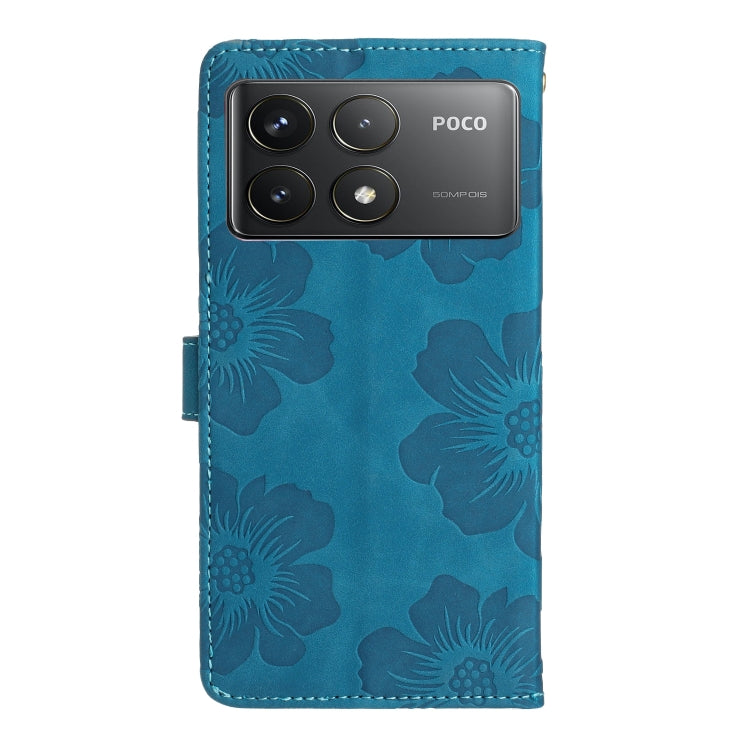 For Xiaomi Poco F6 Pro Flower Embossing Pattern Leather Phone Case