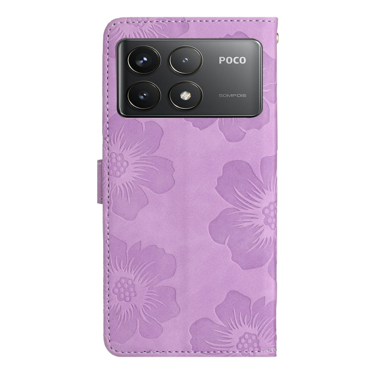 For Xiaomi Poco F6 Pro Flower Embossing Pattern Leather Phone Case