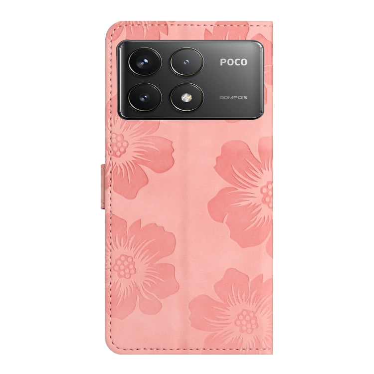 For Xiaomi Poco F6 Pro Flower Embossing Pattern Leather Phone Case