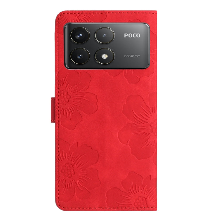 For Xiaomi Poco F6 Pro Flower Embossing Pattern Leather Phone Case