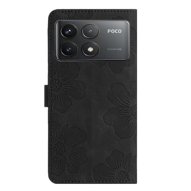 For Xiaomi Poco F6 Pro Flower Embossing Pattern Leather Phone Case