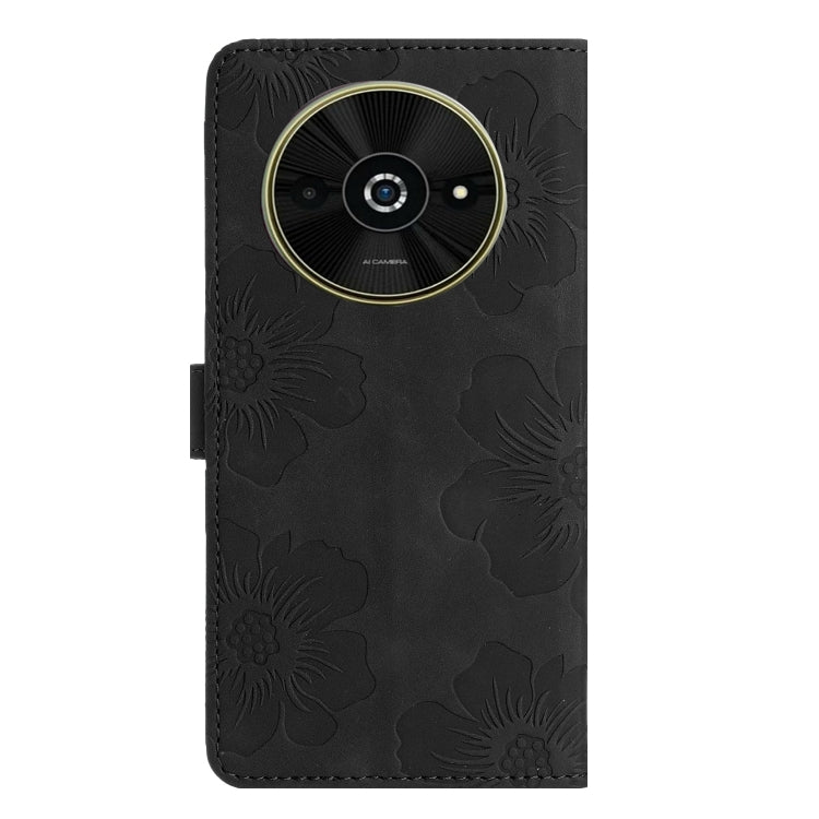 For Xiaomi Poco C61 Flower Embossing Pattern Leather Phone Case