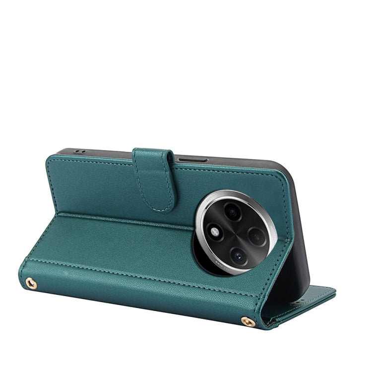 For OPPO A2 Pro / F27 Pro / F27 Pro+ Skin Feel Pure Color Card Slots Leather Phone Case with Dual Lanyard
