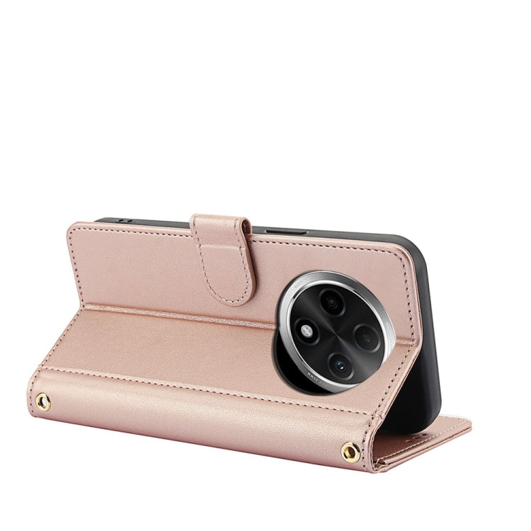For OPPO A2 Pro / F27 Pro / F27 Pro+ Skin Feel Pure Color Card Slots Leather Phone Case with Dual Lanyard