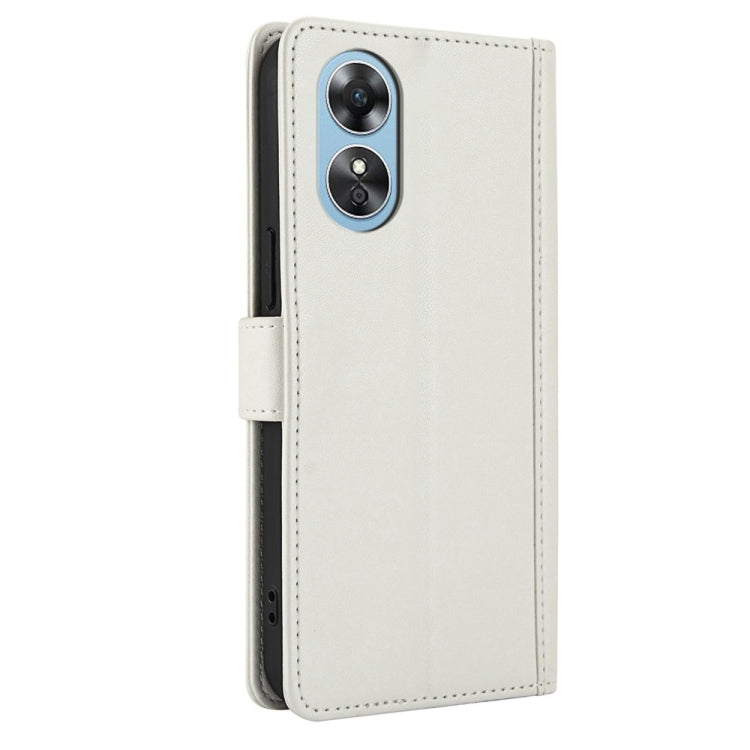 For OPPO A17 4G Global / A17k Skin Feel Pure Color Card Slots Leather Phone Case with Dual Lanyard