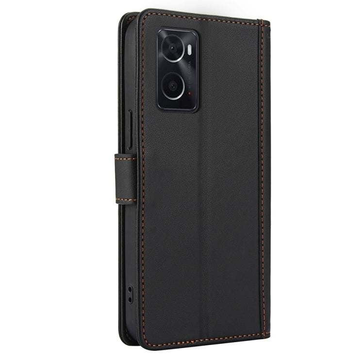 For OPPO A36 4G / A76 4G / A96 4G / K10 4G Skin Feel Pure Color Card Slots Leather Phone Case with Dual Lanyard