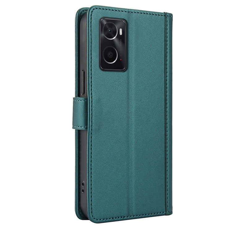 For OPPO A36 4G / A76 4G / A96 4G / K10 4G Skin Feel Pure Color Card Slots Leather Phone Case with Dual Lanyard