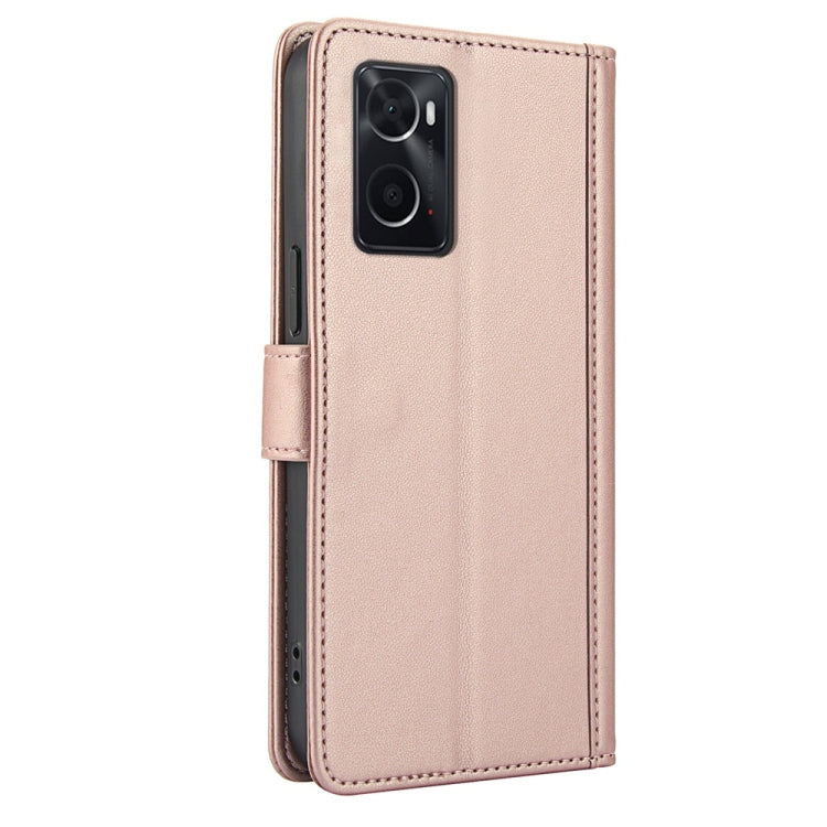 For OPPO A36 4G / A76 4G / A96 4G / K10 4G Skin Feel Pure Color Card Slots Leather Phone Case with Dual Lanyard
