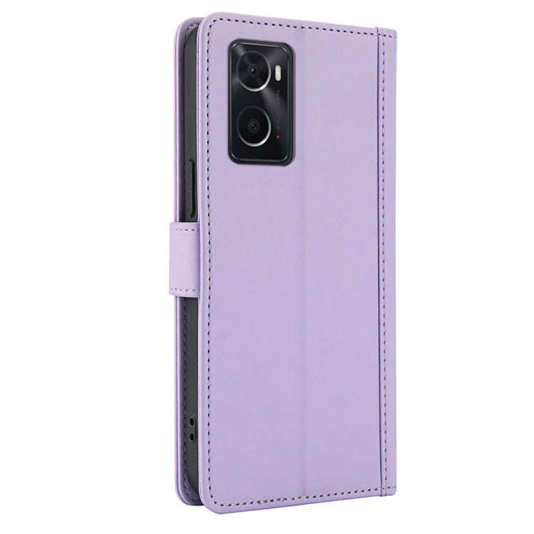 For OPPO A36 4G / A76 4G / A96 4G / K10 4G Skin Feel Pure Color Card Slots Leather Phone Case with Dual Lanyard