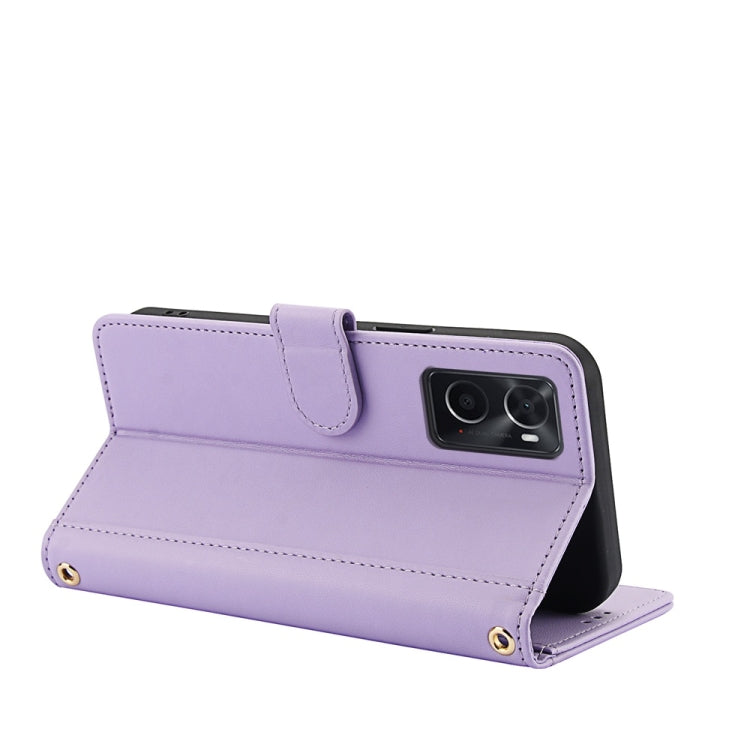 For OPPO A36 4G / A76 4G / A96 4G / K10 4G Skin Feel Pure Color Card Slots Leather Phone Case with Dual Lanyard
