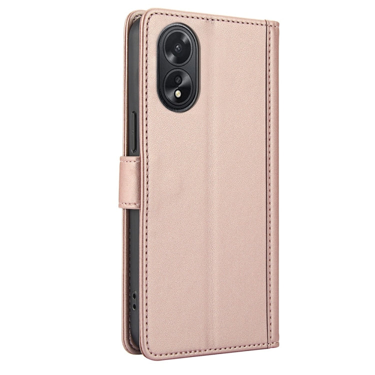 For OPPO A38 4G Global / A18 4G Skin Feel Pure Color Card Slots Leather Phone Case with Dual Lanyard