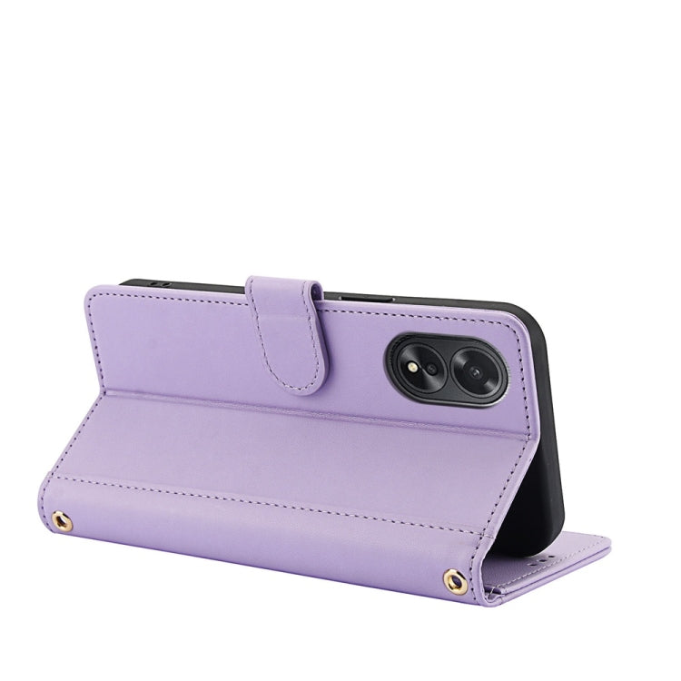 For OPPO A38 4G Global / A18 4G Skin Feel Pure Color Card Slots Leather Phone Case with Dual Lanyard