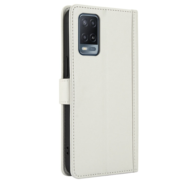 For OPPO A54 4G / A54s / A16 / A16s Skin Feel Pure Color Card Slots Leather Phone Case with Dual Lanyard